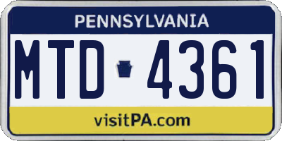 PA license plate MTD4361