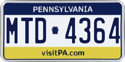 PA license plate MTD4364