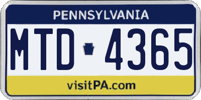 PA license plate MTD4365
