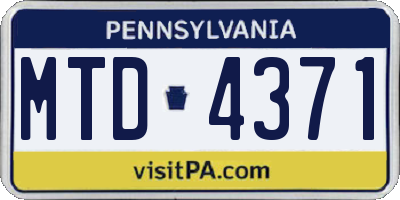 PA license plate MTD4371