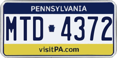 PA license plate MTD4372