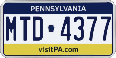 PA license plate MTD4377