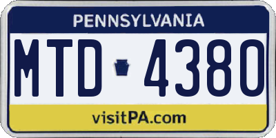 PA license plate MTD4380