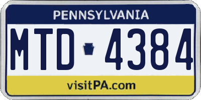 PA license plate MTD4384
