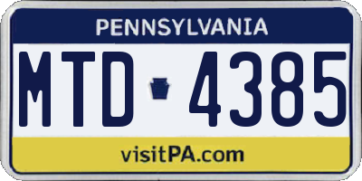 PA license plate MTD4385