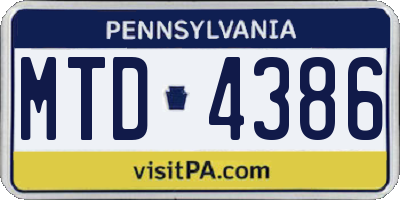 PA license plate MTD4386