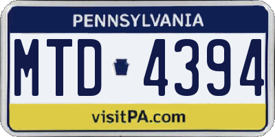 PA license plate MTD4394