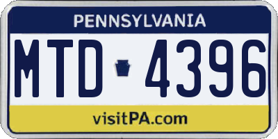 PA license plate MTD4396