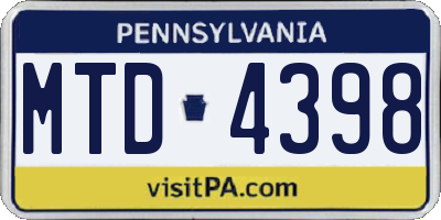 PA license plate MTD4398