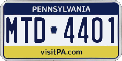 PA license plate MTD4401