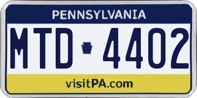 PA license plate MTD4402