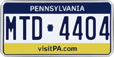 PA license plate MTD4404