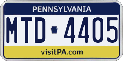 PA license plate MTD4405