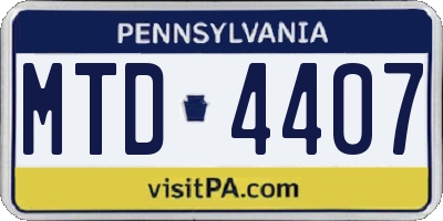 PA license plate MTD4407