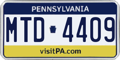PA license plate MTD4409