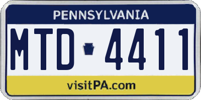 PA license plate MTD4411
