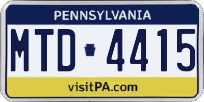 PA license plate MTD4415