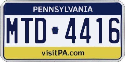 PA license plate MTD4416