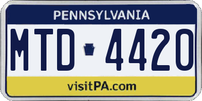 PA license plate MTD4420