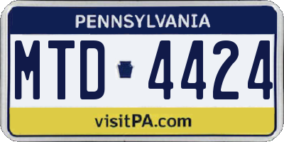 PA license plate MTD4424