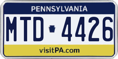 PA license plate MTD4426