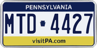 PA license plate MTD4427