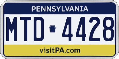 PA license plate MTD4428