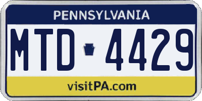 PA license plate MTD4429