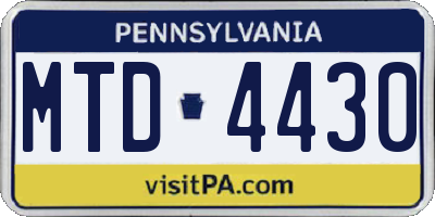 PA license plate MTD4430