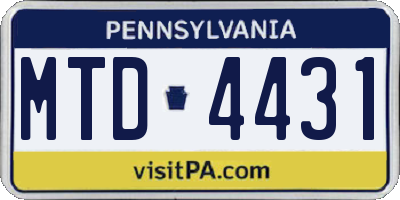 PA license plate MTD4431