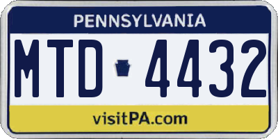 PA license plate MTD4432