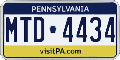 PA license plate MTD4434