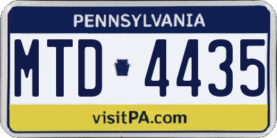 PA license plate MTD4435
