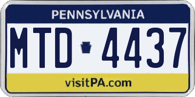 PA license plate MTD4437