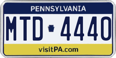 PA license plate MTD4440