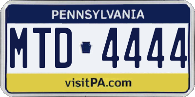 PA license plate MTD4444