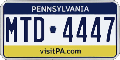 PA license plate MTD4447