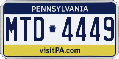 PA license plate MTD4449