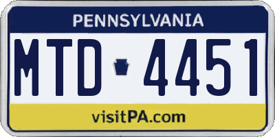 PA license plate MTD4451