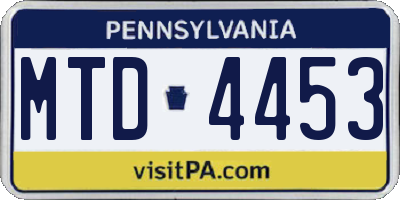 PA license plate MTD4453