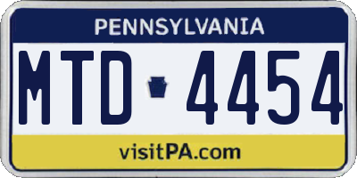 PA license plate MTD4454