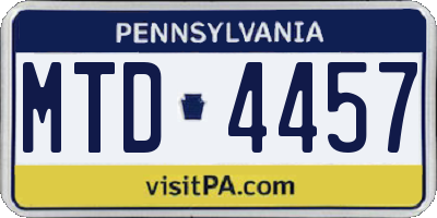 PA license plate MTD4457