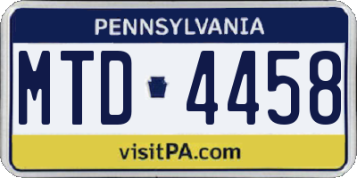 PA license plate MTD4458