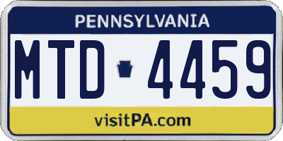 PA license plate MTD4459