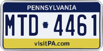 PA license plate MTD4461