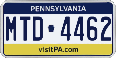 PA license plate MTD4462
