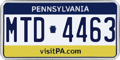 PA license plate MTD4463