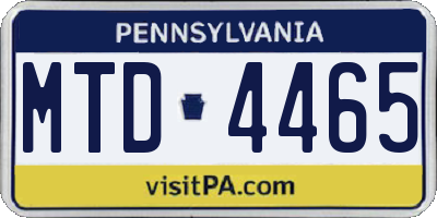 PA license plate MTD4465
