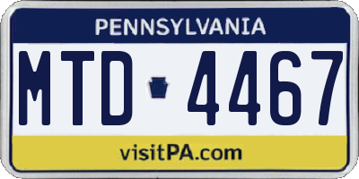 PA license plate MTD4467