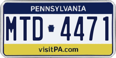 PA license plate MTD4471